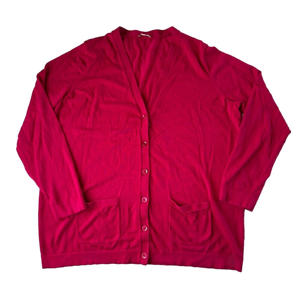 Talbots Size X Cardigan Magenta V Neck Button Down